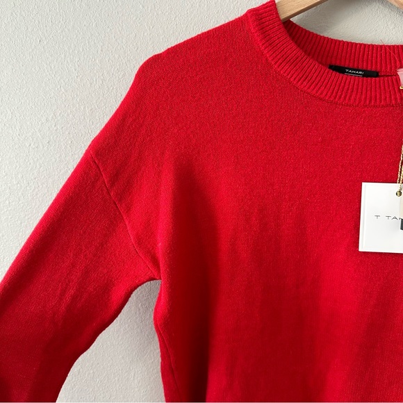 NWT Tahari Paris Red High/Low Hem Crewneck Sweater Size XS - Picture 6 of 12